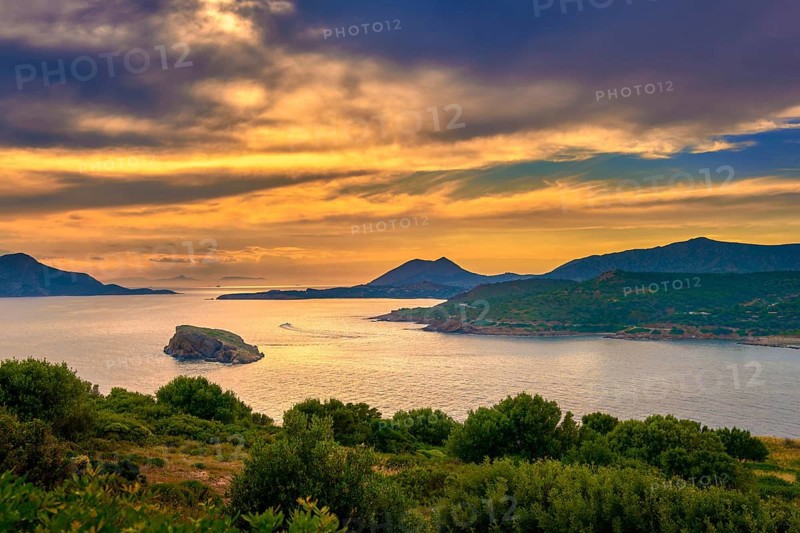 Sunset on Mediterranean sea coast