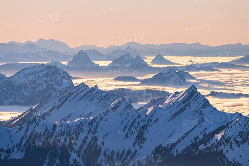 View from the Saentis to the mountains of Central Switzerland