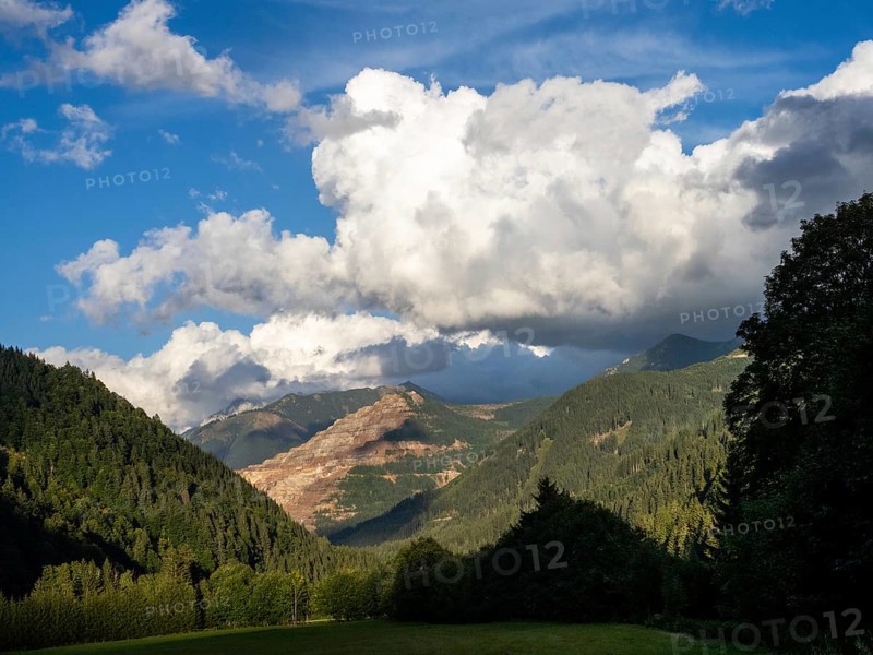 Dramatic clouds over the Eisenerzer Reichenstein and Erzberg