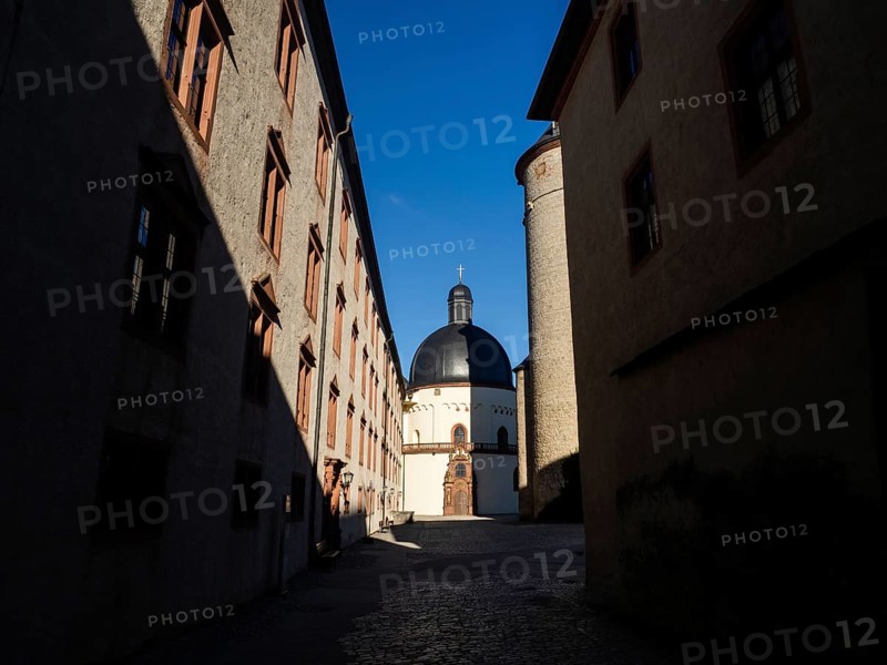 Inner courtyard of Marienberg Fortress with St. Mary's Church