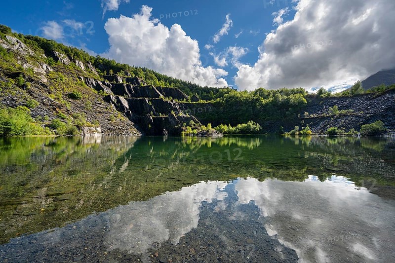Water reflection in the former slate quarry near Ballachulish