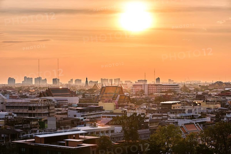 Beautiful cityscape of Bangkok city center in low sun