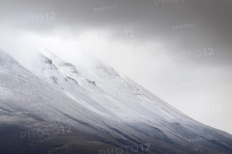 Fresh snow on mountain slopes