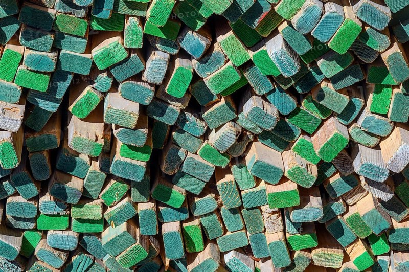 Bundled wooden slats in a sawmill