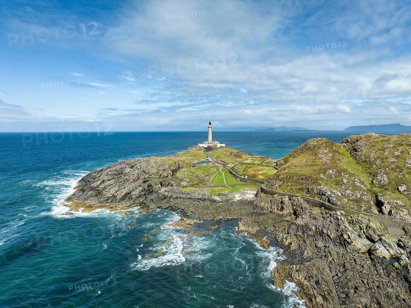 Aerial view of Ardnamurchan Point with the 35 metre high lighthouse