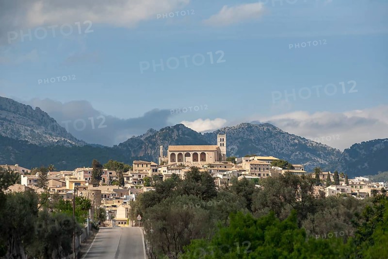 View of Selva in front of Tramuntana Mountains