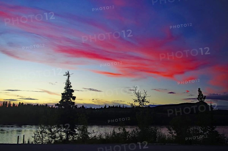Colourful sunset at the Yukon River