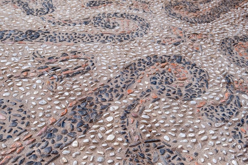 Colourful pebbles street paving