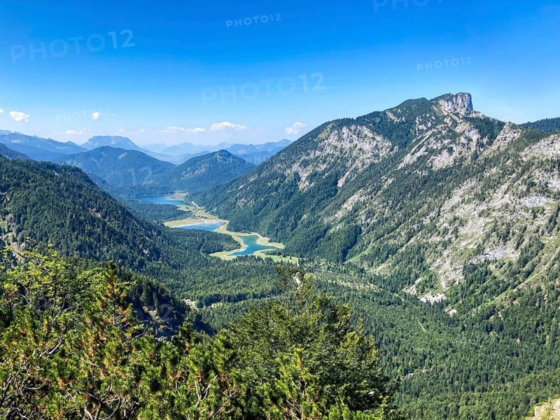 View of the lake area near Ruhpolding with Loedensee