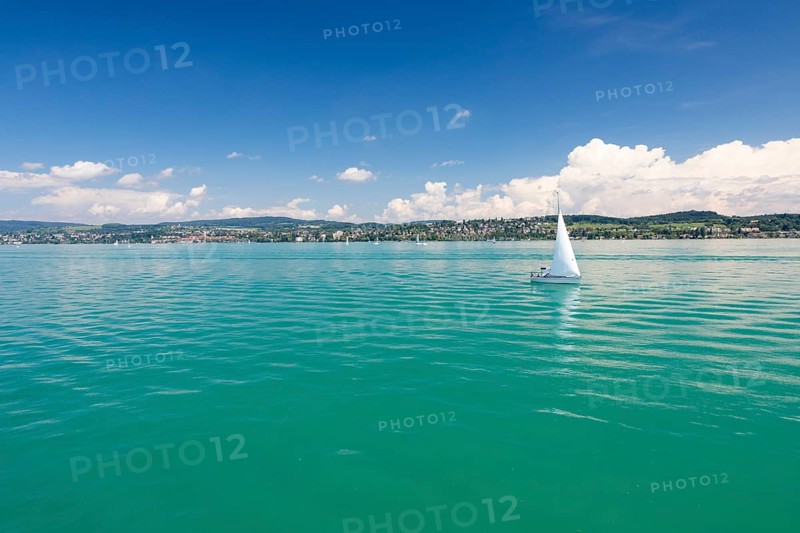 Summer day on Lake Constance with a view of Ueberlingen
