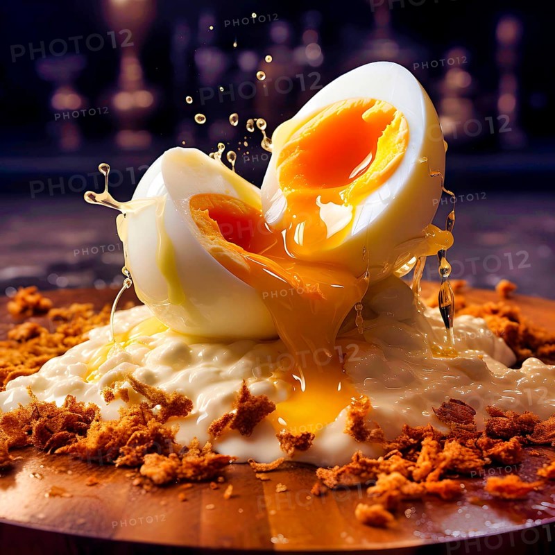 A 4 minute boiled and halved egg without shell