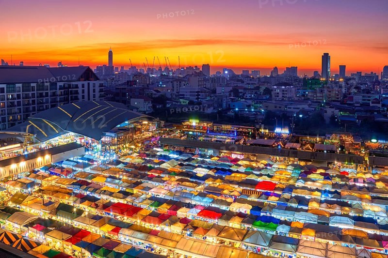 Beautiful sunset over skyline of Bangkok