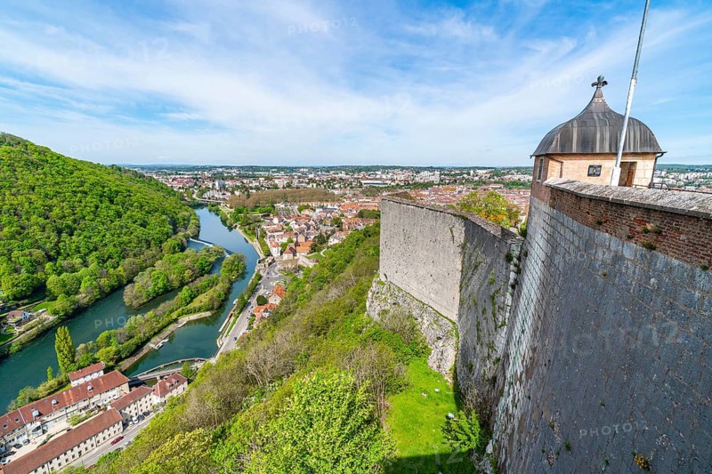 View of the Doubs River and the town of Besancon from the World Heritage Site of Besancon Citadel