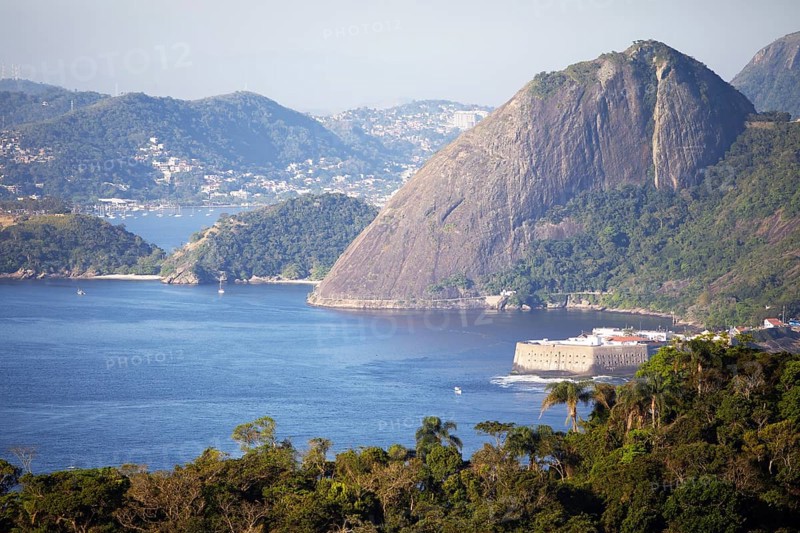 View of the Fortaleza de Santa Cruz da Barra and the island landscape in the Atlantic Ocean