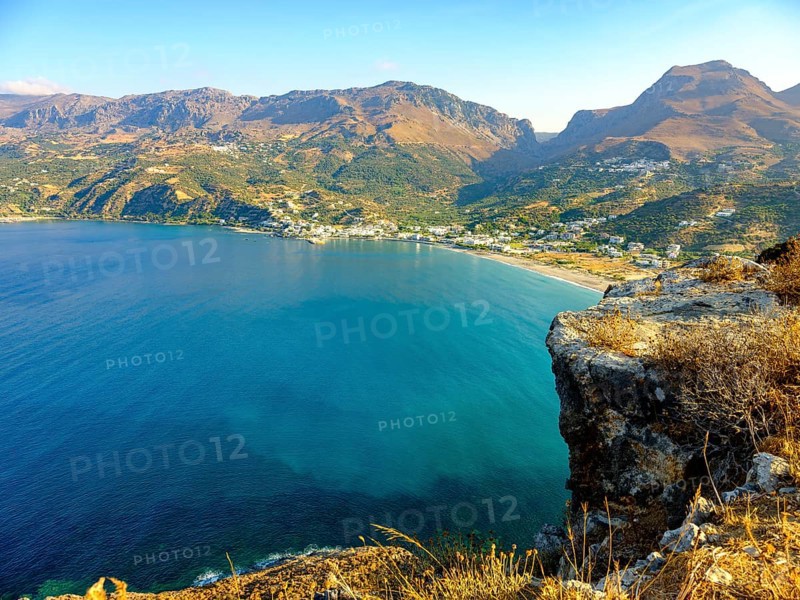 View from above the bay and beach of Plakias