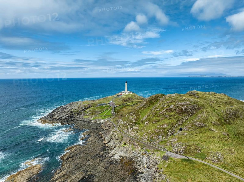 Aerial view of Ardnamurchan Point with the 35 metre high lighthouse