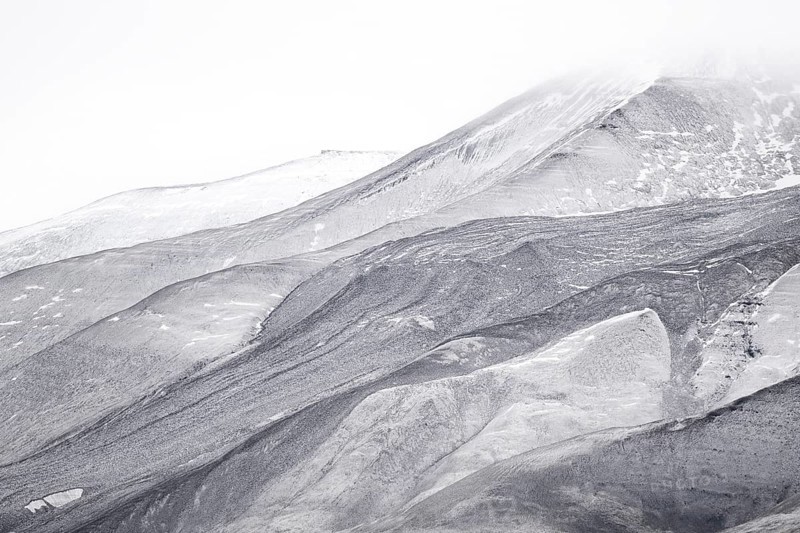 Fresh snow on mountain slopes