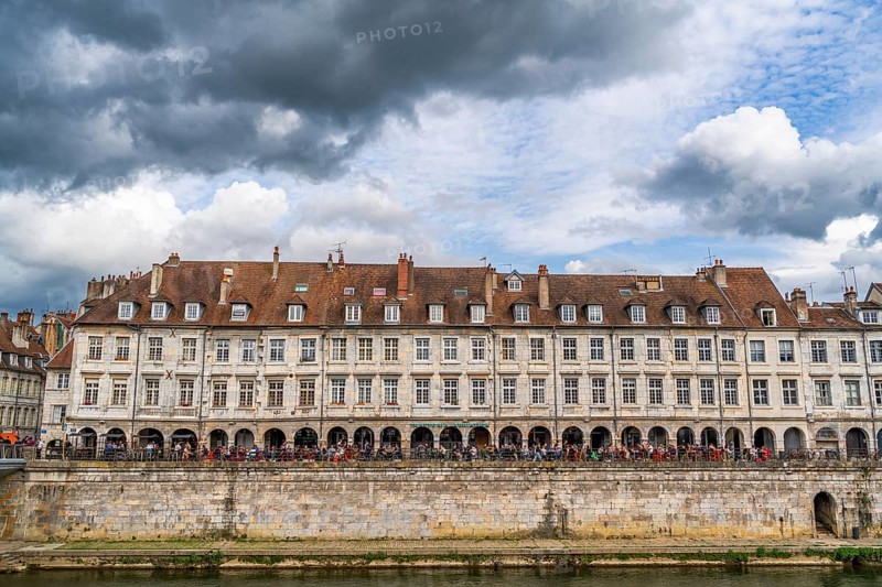 Historical architecture of the Quai Vauban on the river Doubs
