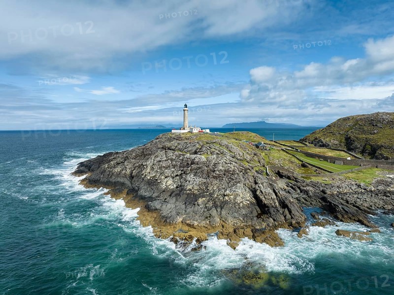 Aerial view of Ardnamurchan Point with the 35 metre high lighthouse