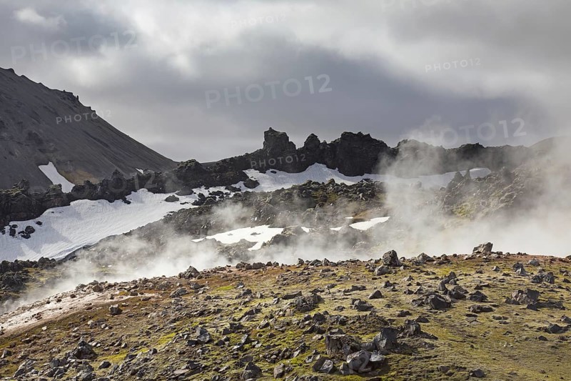 Steam from fumaroles