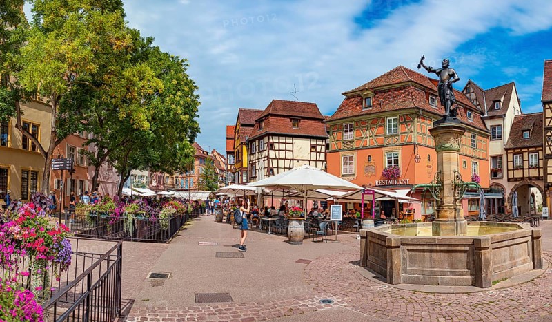 Schwendi Fountain in Little Venice of Colmar in Alsace