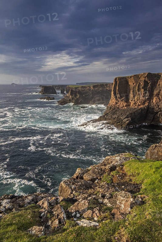 Sea cliffs and sea stacks at Eshaness