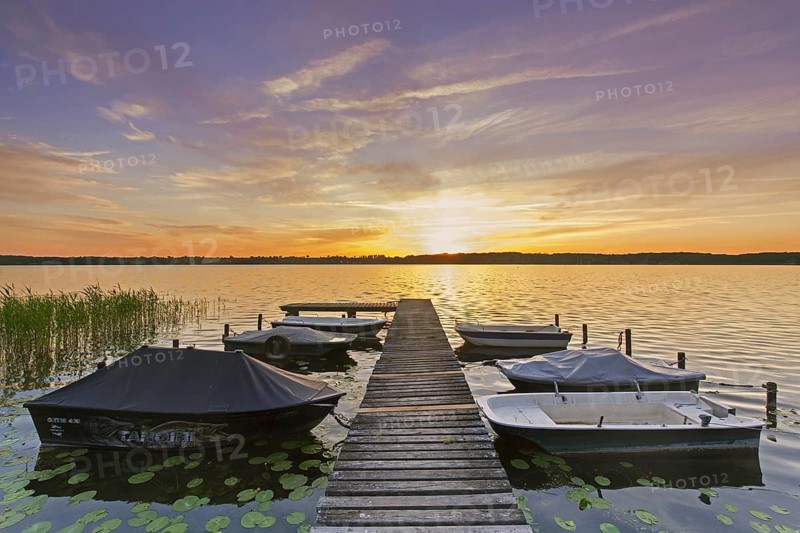 Jetty at sunset at Lake Ratzeburg