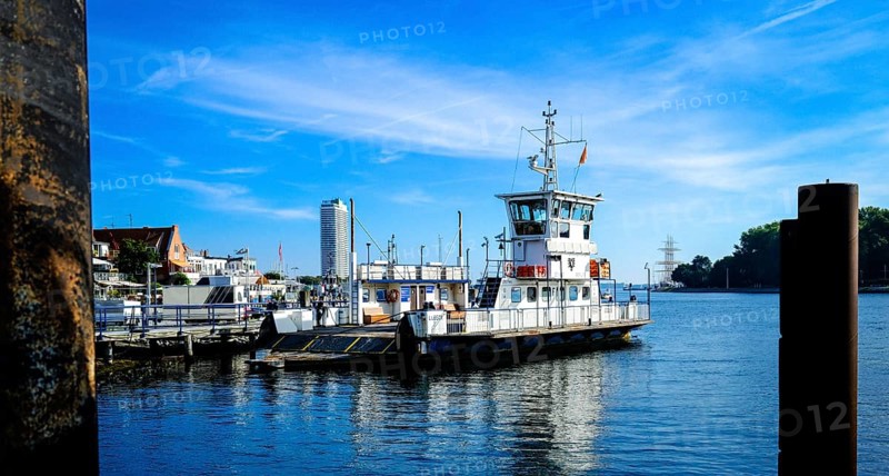 Car ferry from Travemuende harbour to Priewall. Schleswig-Holstein