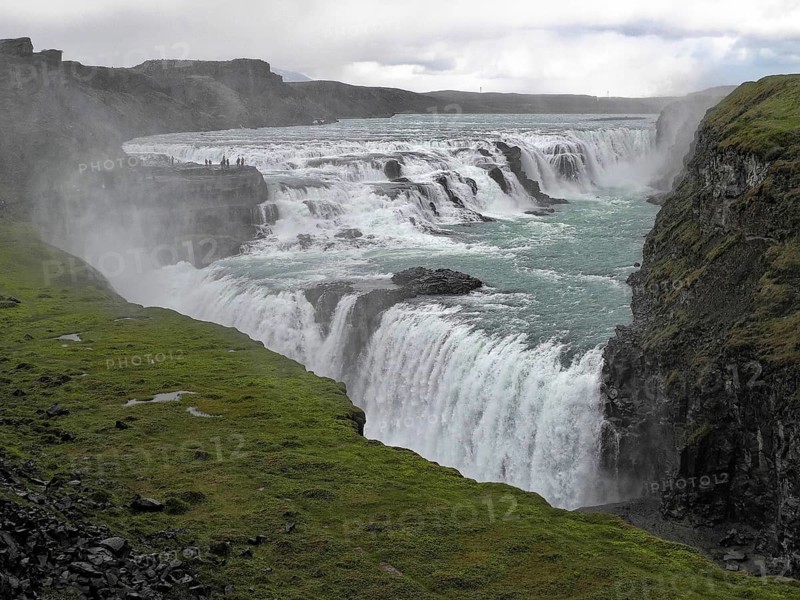 The Gullfoss Waterfall of the Hvita River in the Haukadalur Valley in the south of Iceland