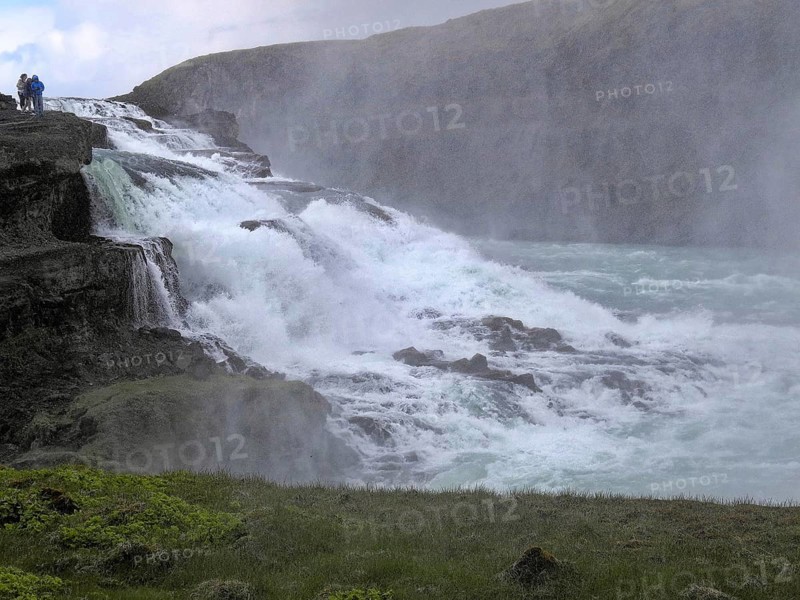 The Gullfoss Waterfall of the Hvita River in the Haukadalur Valley in the south of Iceland