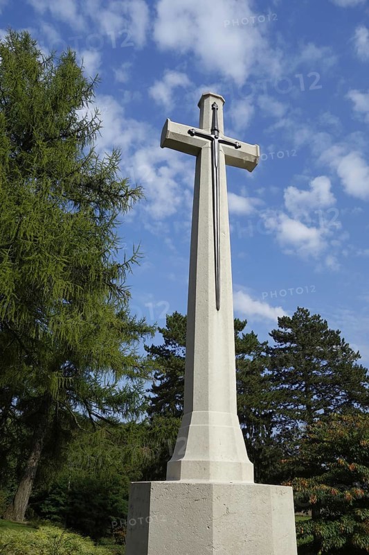 British Cross of Sacrifice at the St Symphorien Commonwealth War Graves Commission cemetery at Saint-Symphorien near Mons