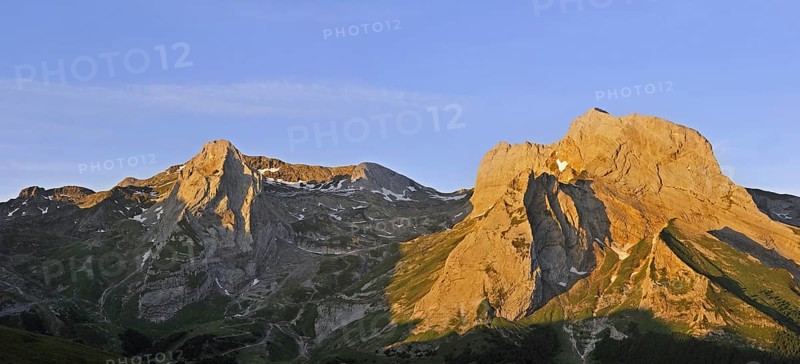 View over the Cirque de Gourette and the Massif du Ger at sunrise
