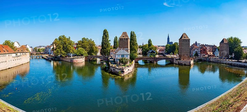 View of Ponts Couverts bridge from Barrage Vauban in Strasbourg