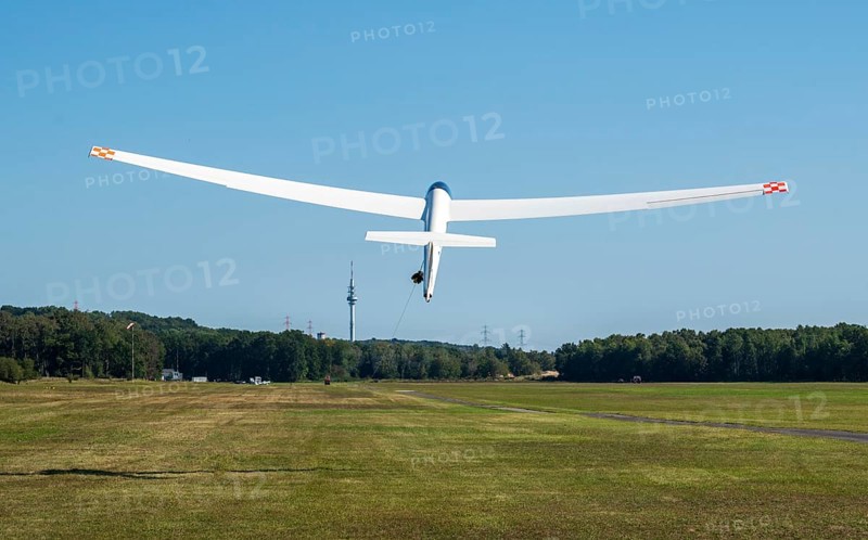 Glider type ASK23 in winch launch in Hamburg Boberg