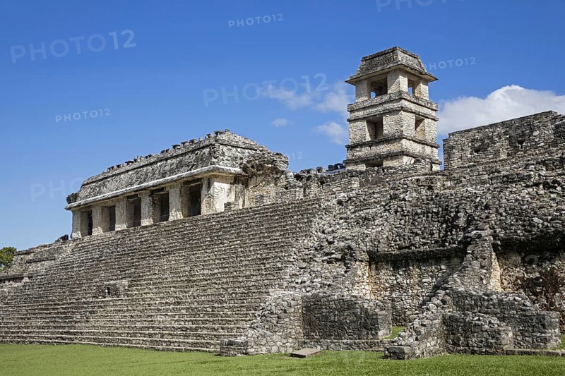 Palace with Observation Tower at the pre-Columbian Maya civilization site of Palenque