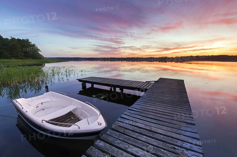 Jetty at sunset at Lake Ratzeburg