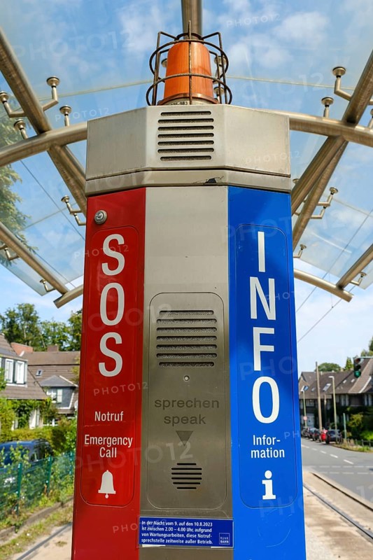 Emergency call box at a bus stop