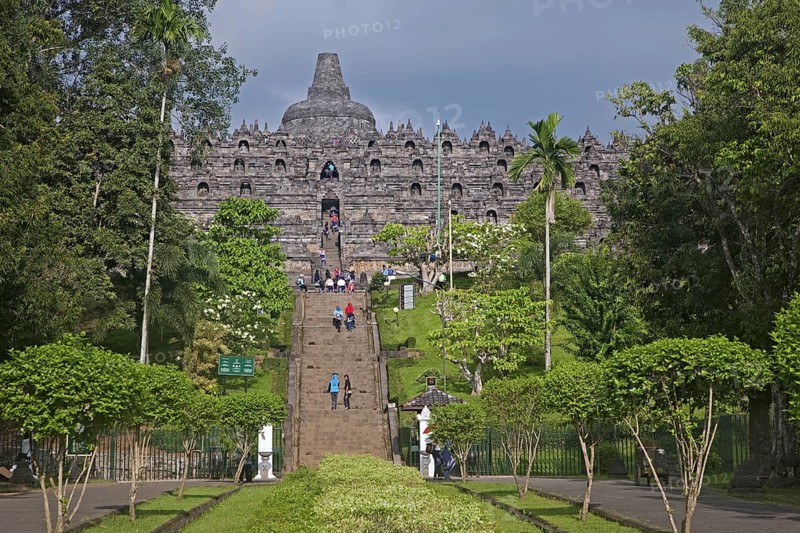 Tourists visiting Borobudur