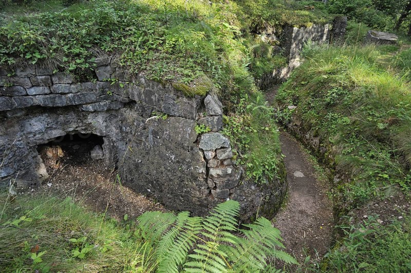 German trenches at the First World War battlefield Le Linge at Orbey