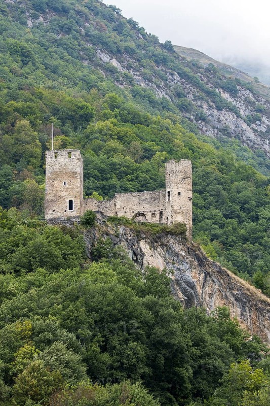 Ruins of the Chateau Sainte-Marie castle near Esterre and Luz-Saint-Sauveur