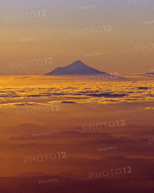 Aerial distant view of Mount Taranaki North Island New Zealand