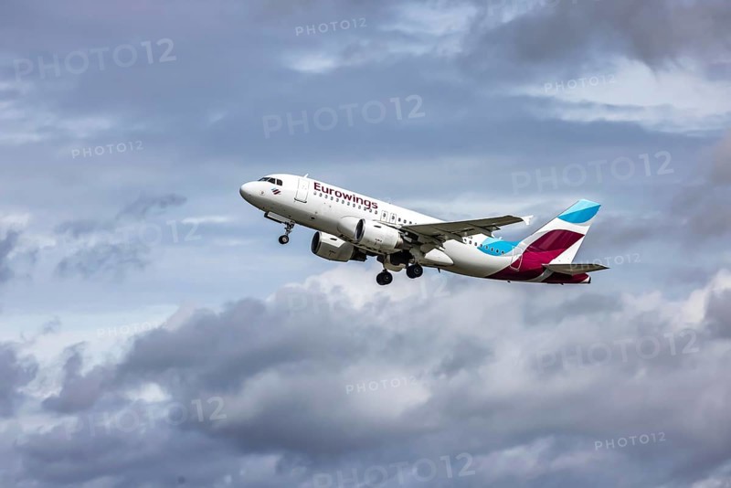 Eurowings aircraft taking off at the airport