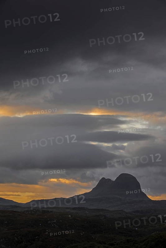 Rain clouds over the mountain Suilven