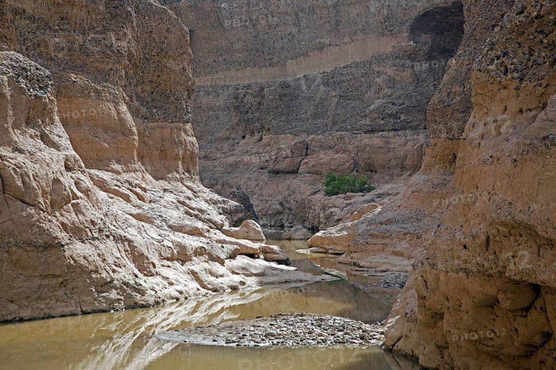 Sesriem canyon carved by the Tsauchab rivier in the Namib Desert