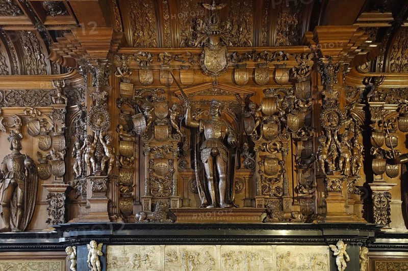 16th century Emperor Charles mantelpiece in Alderman's chamber at Brugse Vrije