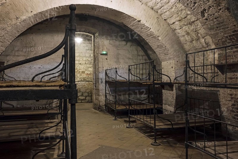 Dormitory with metal bunks in the First World War One Fort de Vaux at Vaux-Devant-Damloup