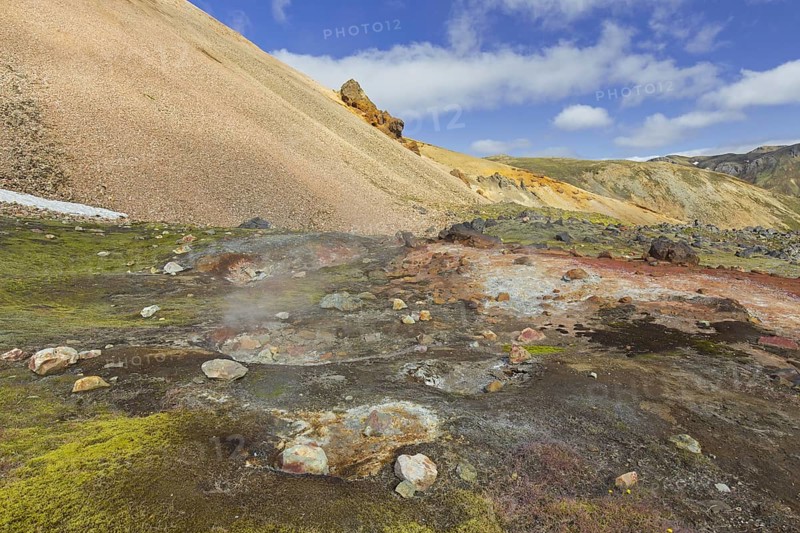 Steam from fumaroles