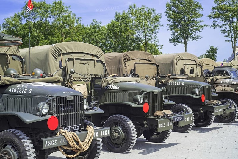 American World War Two GMC CCKW 6x6 US Army cargo trucks