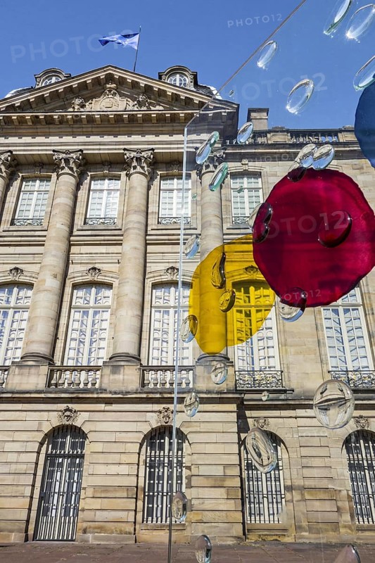 Modern work of art in front of the Palais Rohan