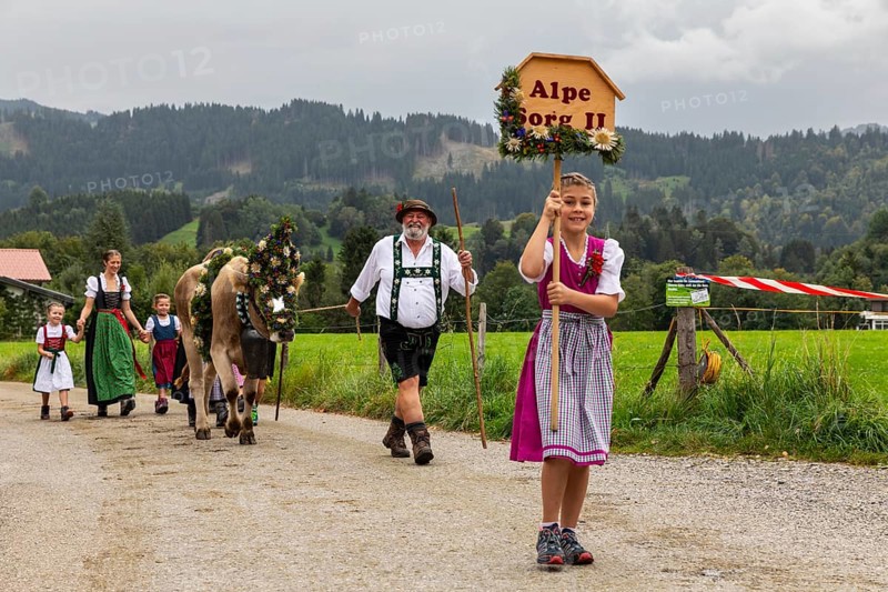 Alpine pasture child with alpine pasture board